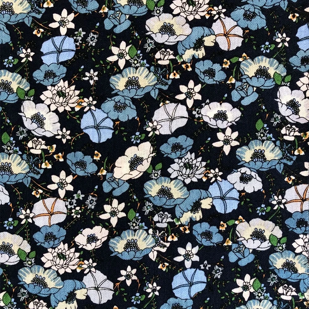 Tory Burch Blossom Ditsy Wool Herringbone Scarf - Picture 3 of 4